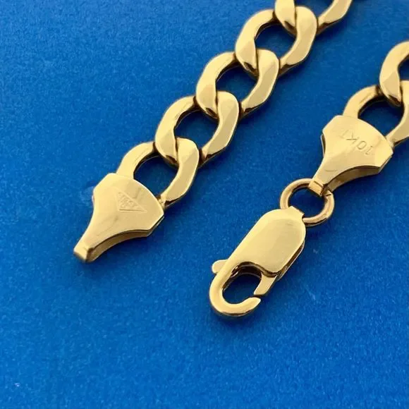 Italian Designer RL 10k Yellow Gold Cuban Curb Link 22" Chain Necklace